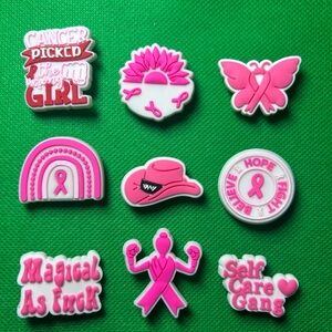 New Set of 9 Breast Cancer 🎀 Month Croc Charm Collection